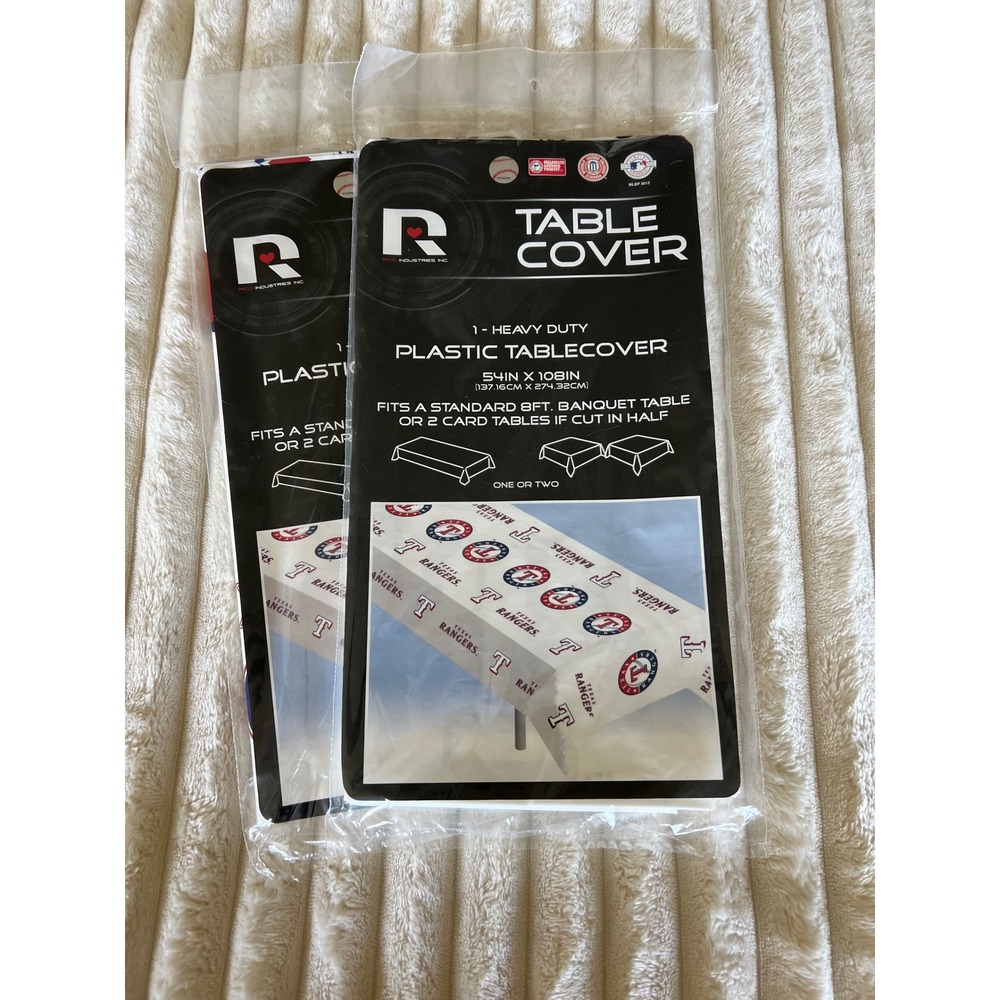 Texas Rangers MLB Baseball Plastic Table Cover Banquet Table 54‎ x 108 2 PACK